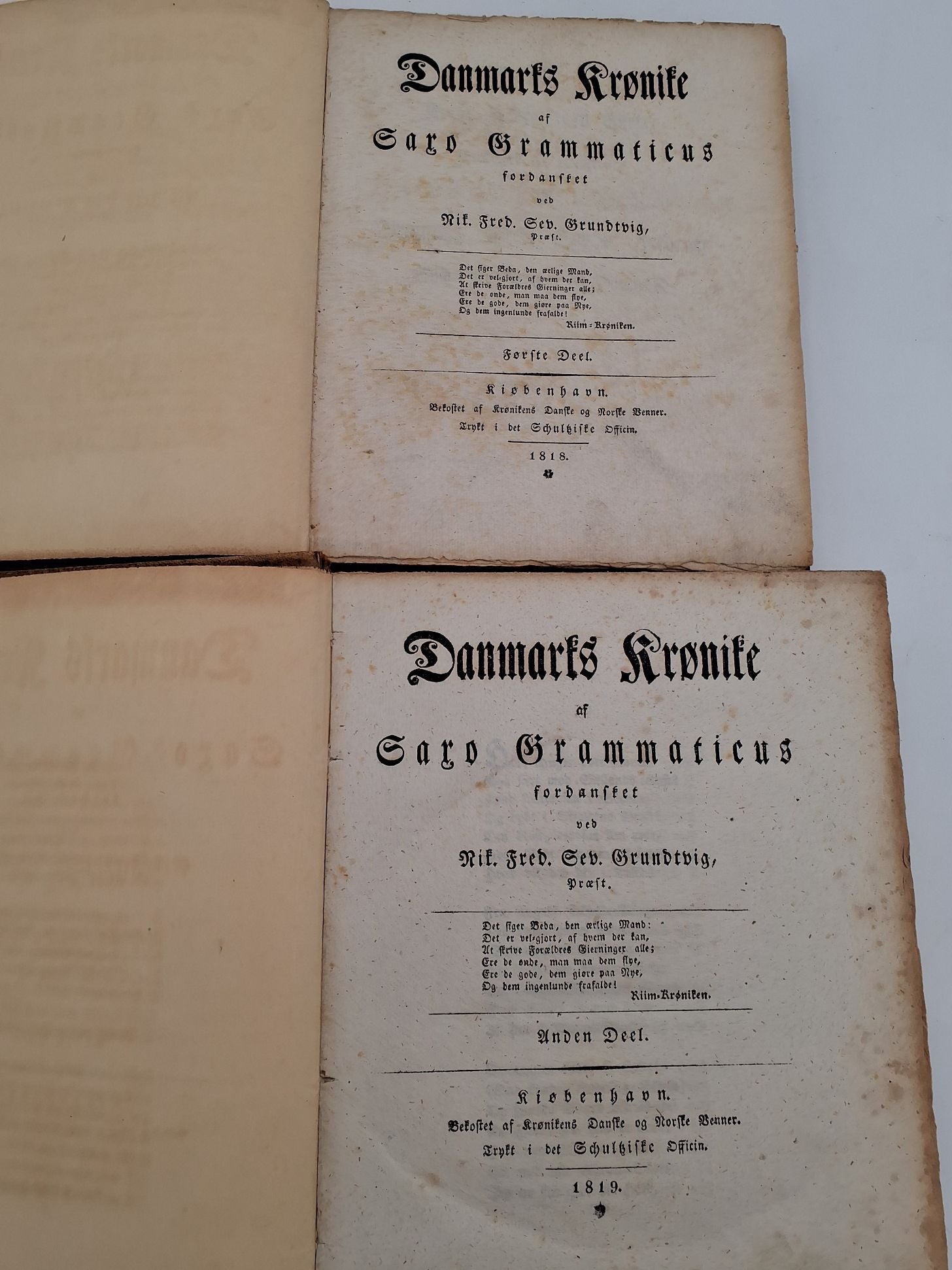 Danmarks Krønnike af Saxo Grammaticus fordansket af N. F. S. Grundtvig